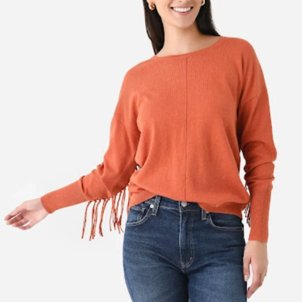 j. society Fringe Sweater in Amber SZ M NWT - Picture 2 of 6